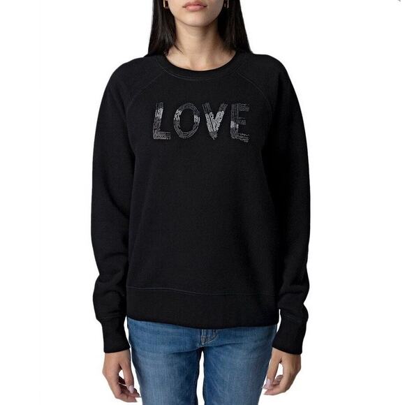 Zadig & Voltaire Women's Upper Gradient Love Strass Sweatshirts Black Size M - Picture 1 of 6